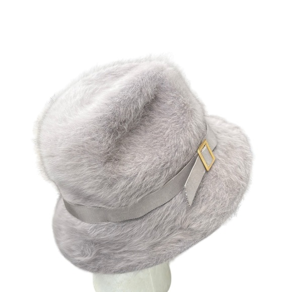 Kangol Design Gray Furry Buckle Bucket Hat Mohair Fedora Made in England classic - Picture 5 of 11
